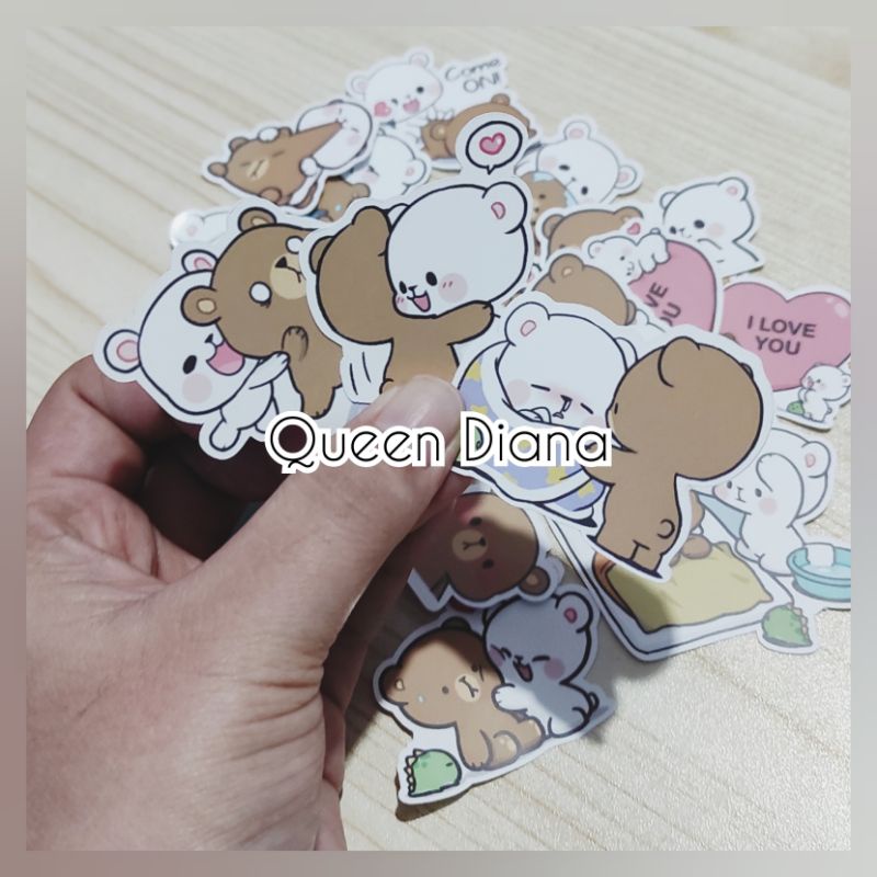 

24pcs stiker kertas cute boneka sticker line kertas aksesoris stiker kertas glossy
