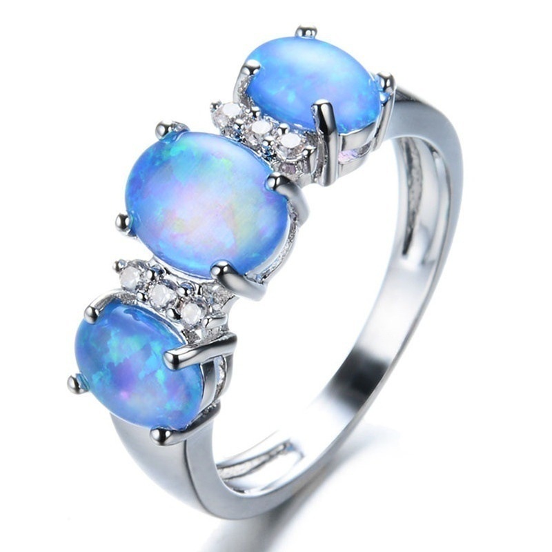 Hot sale new white opal three diamond ring