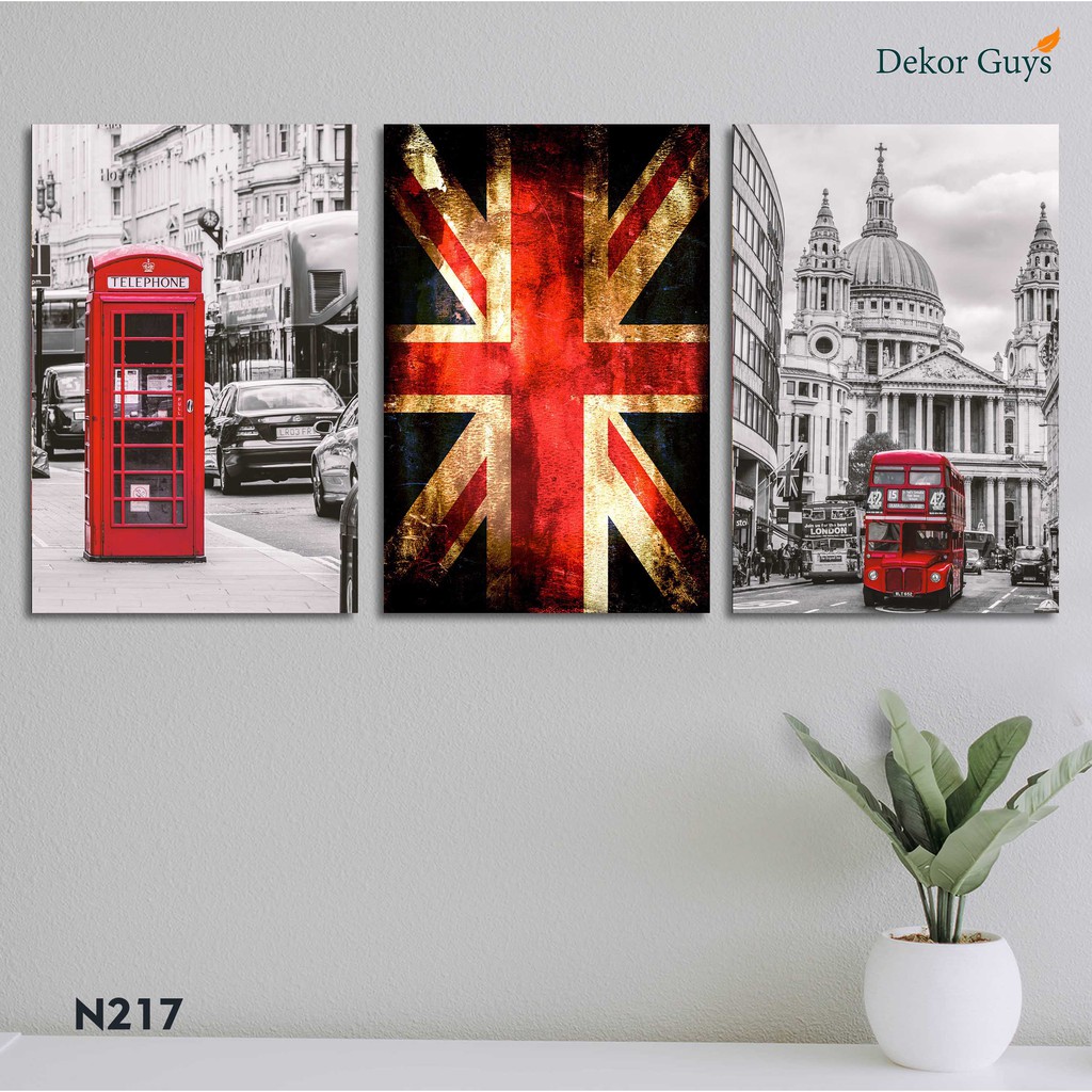 Jual Hiasan Dinding Dekorasi Ruangan London Vibes N217 3 Panel