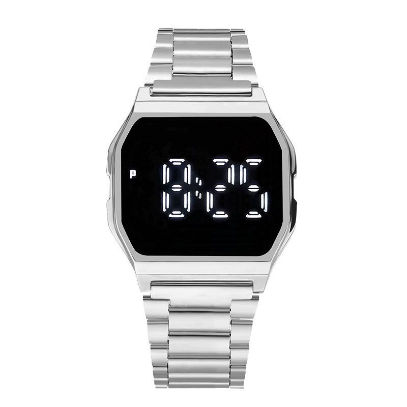 JY J020 Jam Tangan Digital Led Touch Screen Anti Air Strap Stainless Steel Untuk Pria / Wanita