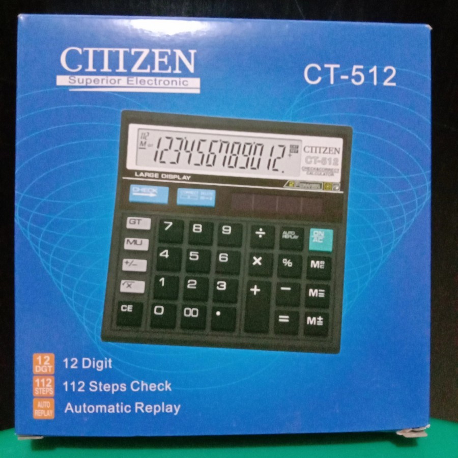 

Kalkulator CITIZEN 12 Digit / Calculator / Alat Hitung CT 512