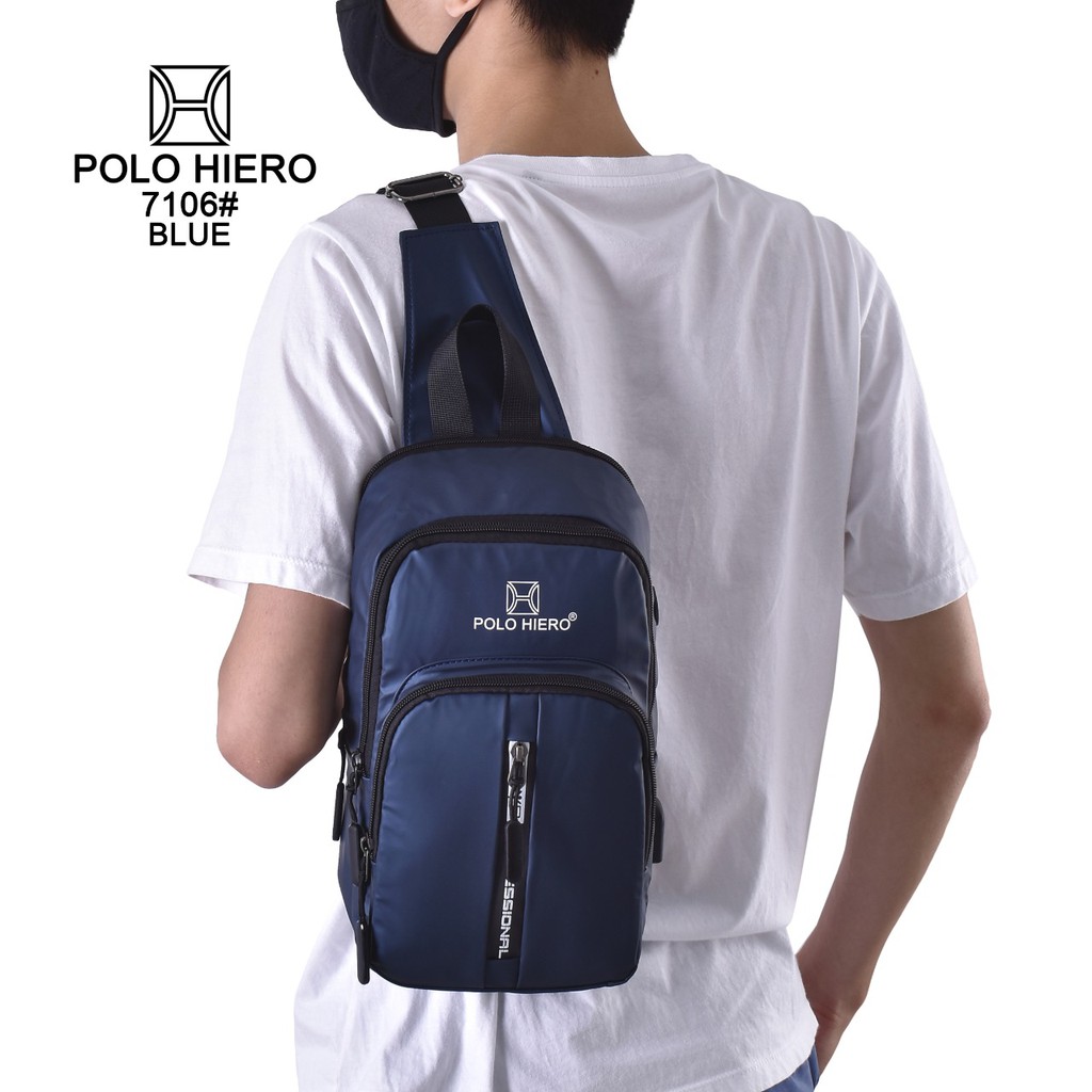 New Stock Tas Selempang Polo Hiero 7106 Water Resistant,[Free Kabel USB Extension]
