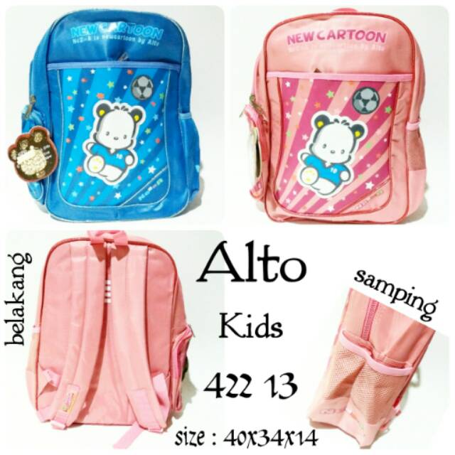 Tas Backpack Anak Ransel Merk Alto Gambar Lucu Untuk Sekolah Anak Cewek Cowok Warna Pink Dan Biru