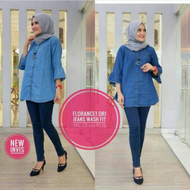 JENIFER/ATASAN JEANS/ATASAN POLOS/BLOUSE POLOS WANITA/BLOUSE FULL KANCING/BAJU MENYUSUI