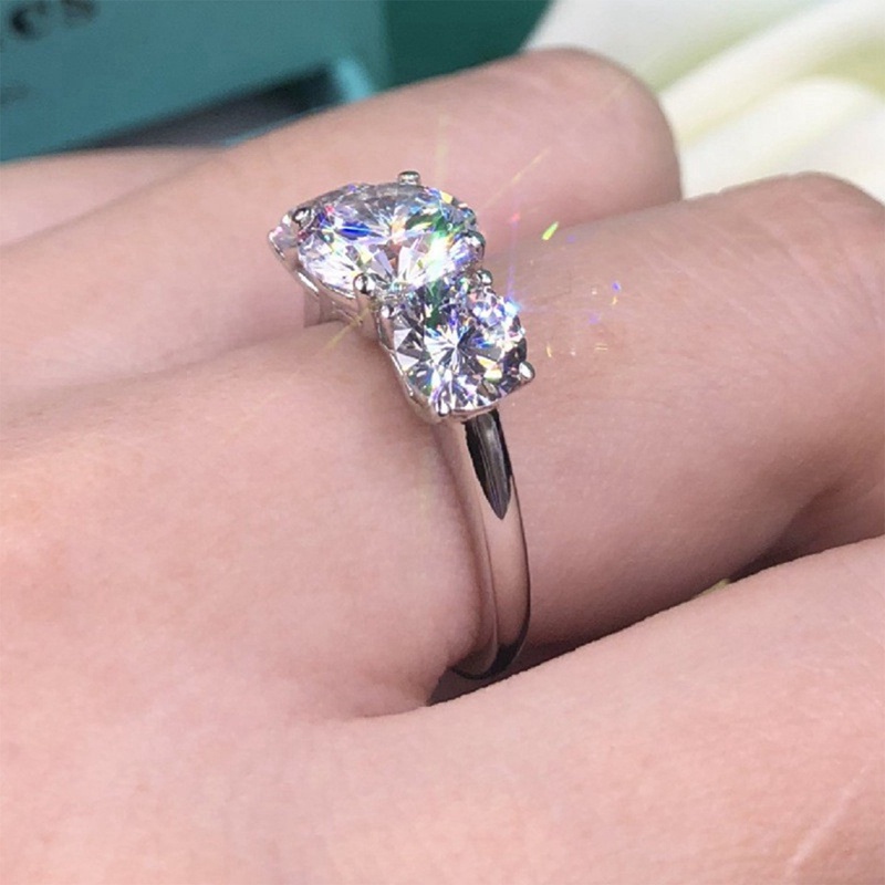 Cincin Kristal Cubic Zirconia AAA Bentuk Bulat Untuk Wanita