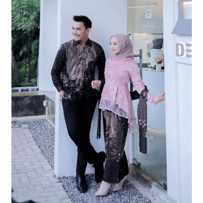 KEBAYA COUPLE SEMI PRANCIS Katun BAHAN KEBAYA SEMI FRANCE CORNELI COUPLE EZULA BATIK COUPLE Pink KEBAYA MODERN Kebaya wisuda kebaya lamaran tunangan Couple Ezula