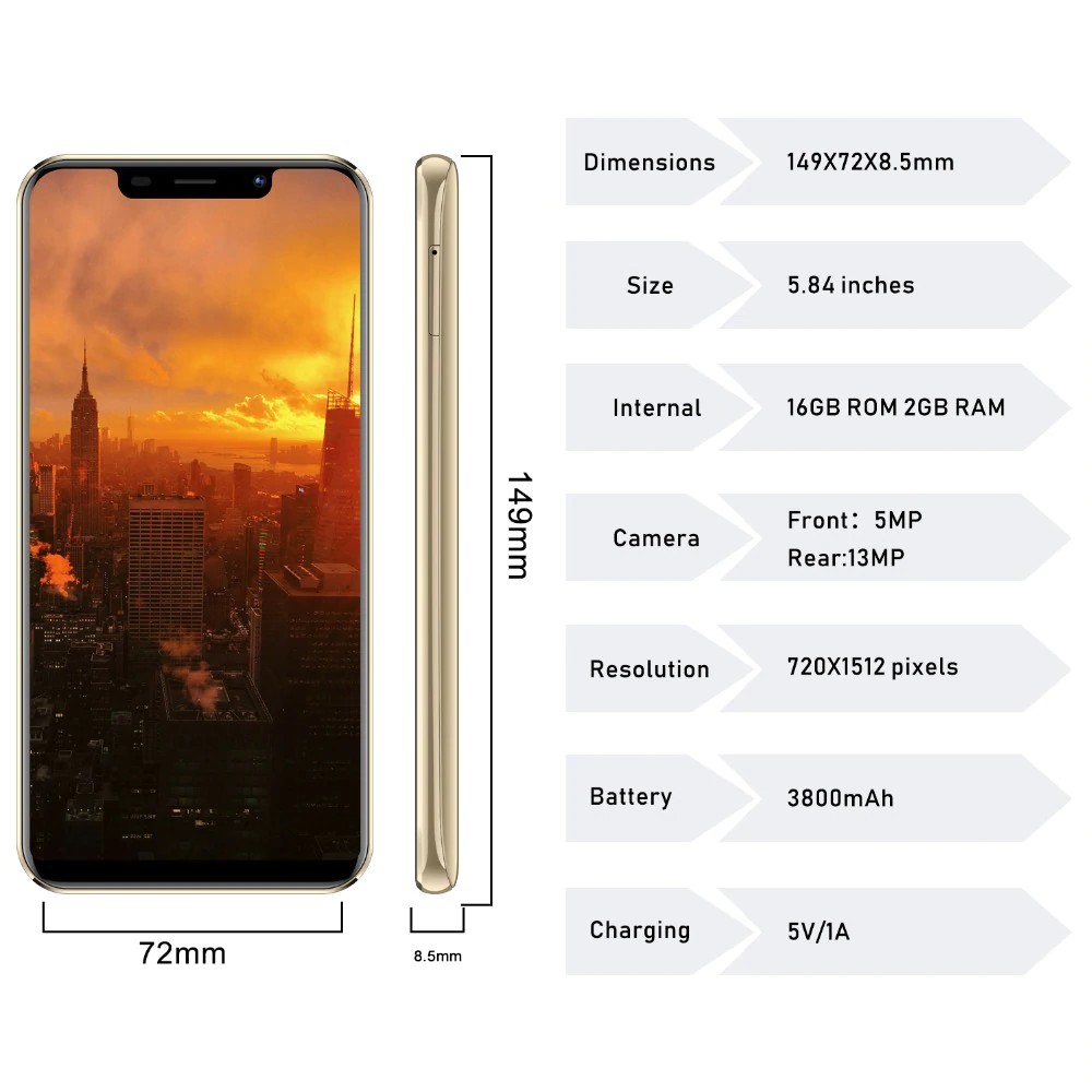 Teeno Vmobile S9 Mobile Phone Android 7 0 5 84 19 9 Full Screen 2gb 16gb 13mp Camera 3800mah Shopee Indonesia