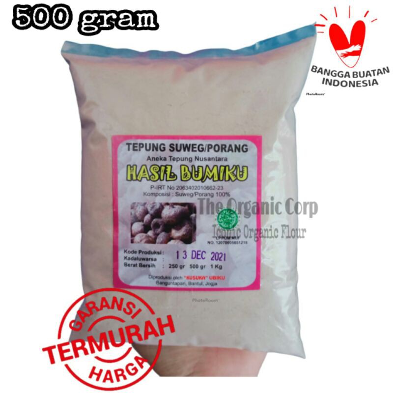 

TEPUNG PORANG Organik / TEPUNG SUWEG Organik kemasan 500 GRAM