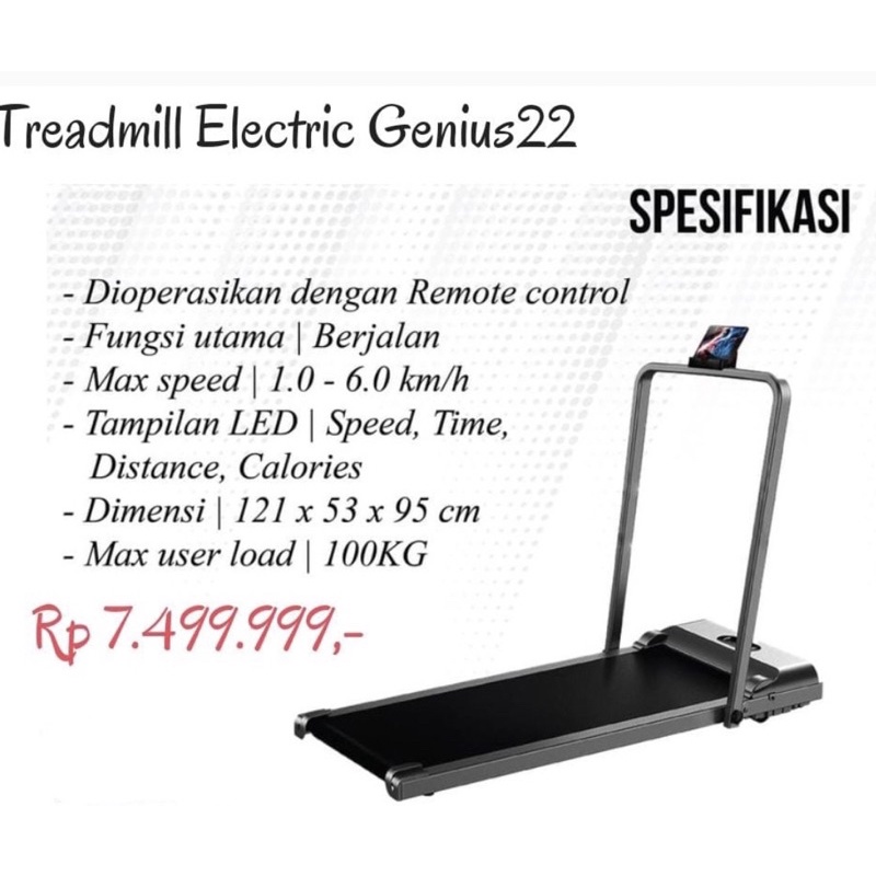 Treadmill Electric Genius22 Treadmil Elektrik Walking Pad bisa di lipat murah bagus mewah estetik ae