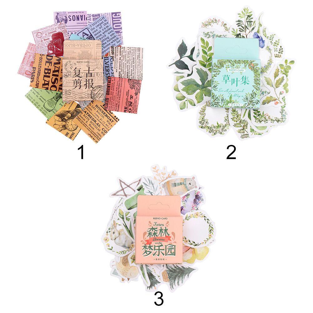 R-flower 46pcs / lot Stiker Motif Koran / Bunga Retro Untuk Dekorasi Handphone / Album Foto DIY