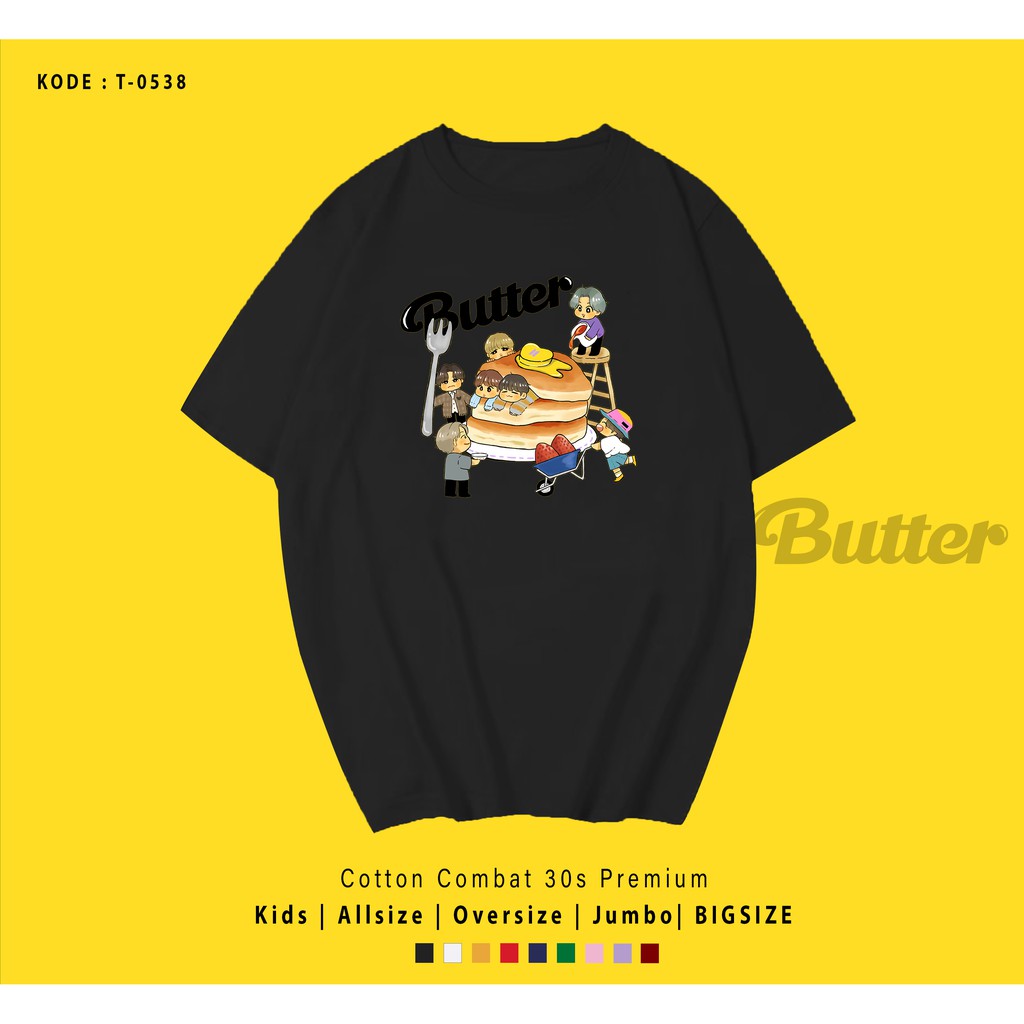 T0538  T-SHIRT / KAOS UNISEX / TUMBLR TEE / REAL PICTURE KPOP BTS BUTTER PANCAKE / IMPORT / ARMY