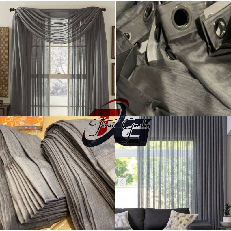 Gorden Vitrase Abu Grey Import Serat Kayu Vitrase Sable Minimalis