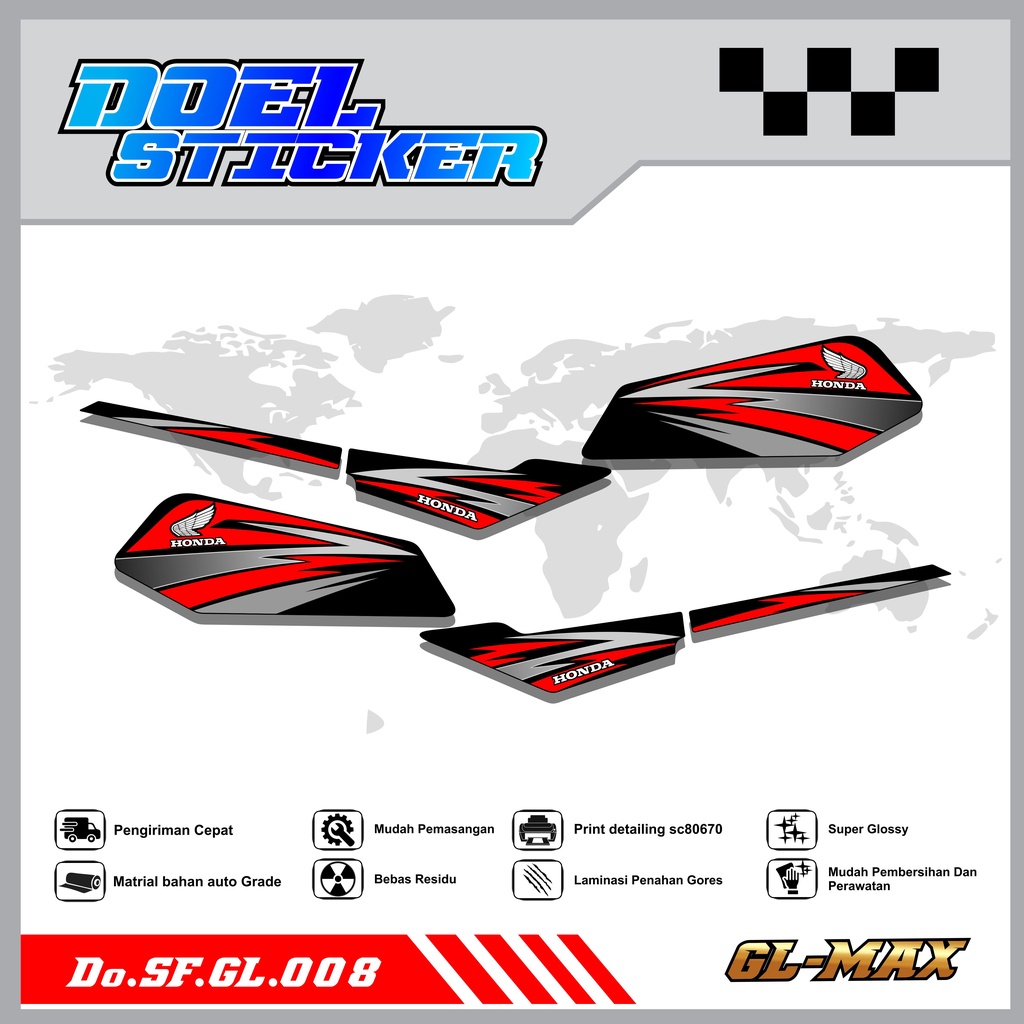 Sticker Striping GL PRO , MAX List Variasi Hologram pelangi,Crome Doel 008