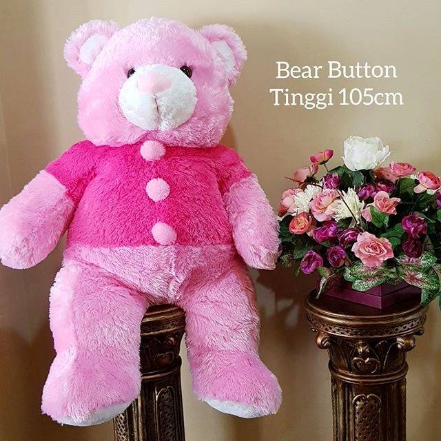 BONEKA BESAR Bear button pink jumbo