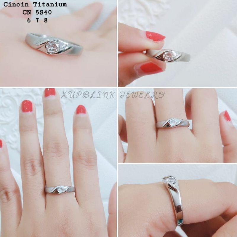 Cincin Kawin Titanium Anti Karat Permata Satu Cincin Terlaris Xupblink Jewelry FREE BOX