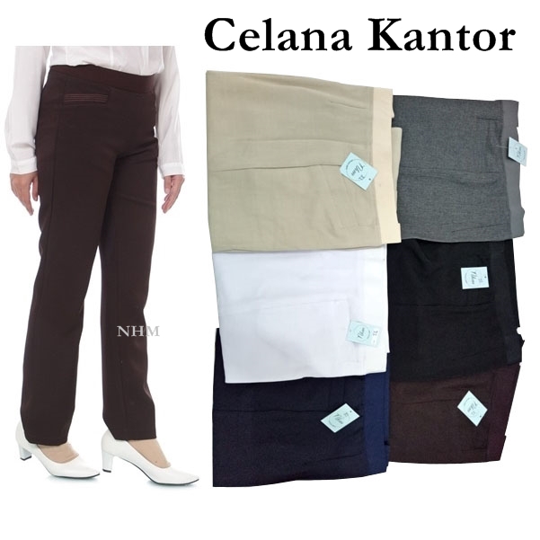 Celana Kerja Celana Bahan Formal Kantor Celana Panjang Wanita Basic Jumbo Big Size Celana Nhm 106 Celana Wanita Pinggang Karet