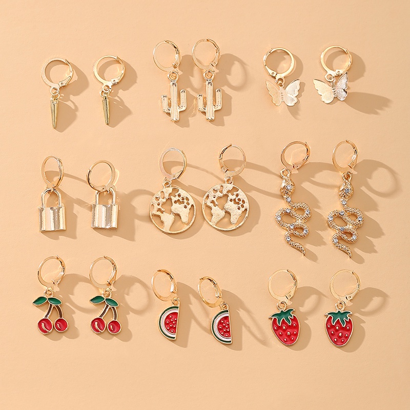 18Pcs Fashion Multi-style Stud Earring Set Retro Gold Pendant Drop Earrings Fashion Women Girl Jewelry Accessories-1