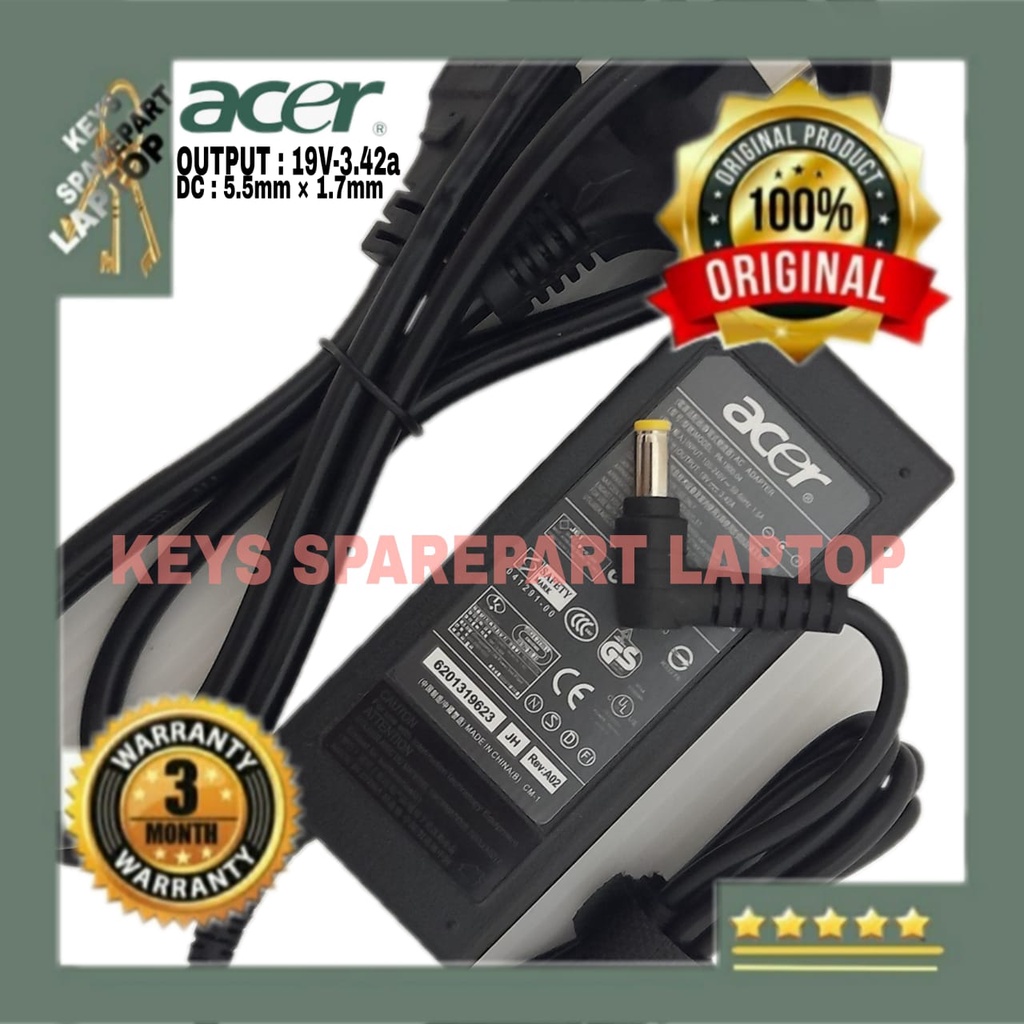 Charger Adaptor Casan Laptop Acer Aspire PA-1650-22 PA-1650-69 PA-1650-86 S3-391 S3-951 E1-531 E1-571 V3-551 Travelmate 6291 M5 481TG 581T  2420 3620 3640 5540 5550 Z3-451 E15 A315 V3 A515 F15 5570 5580 6292 4745G 3820T 4820T A13-045N2A 065N1A original