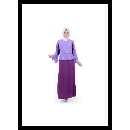 Mc Fashion Long Dress Gamis Maxi Tangan Panjang Kombinasi -Raidah - Orange