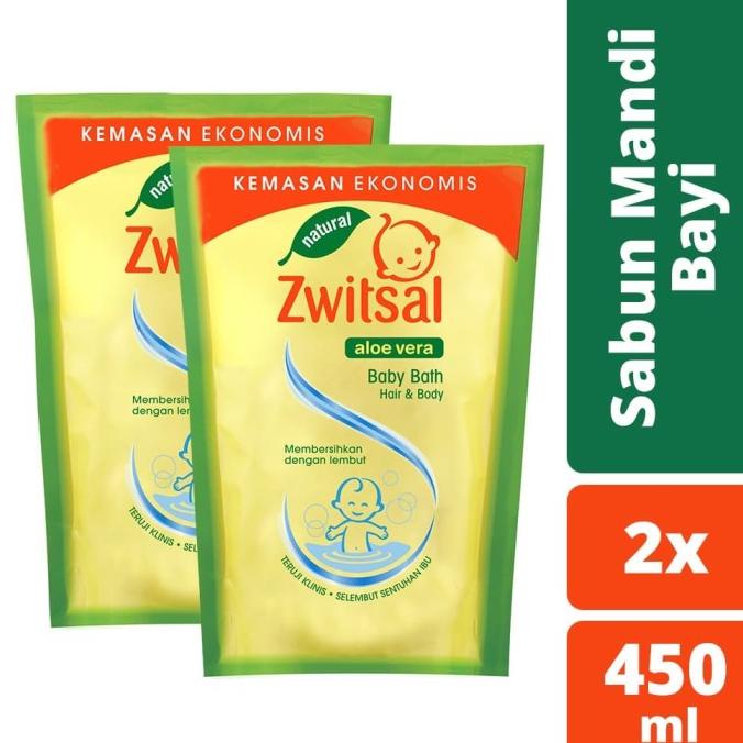 Zwitsal Baby Natural Hair And Body Pouch 450Ml Twin Pack