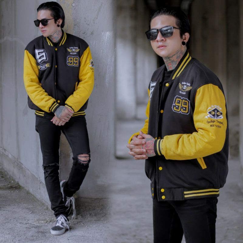 KMO Jaket Varsity Baseball Pria Wanita Premium