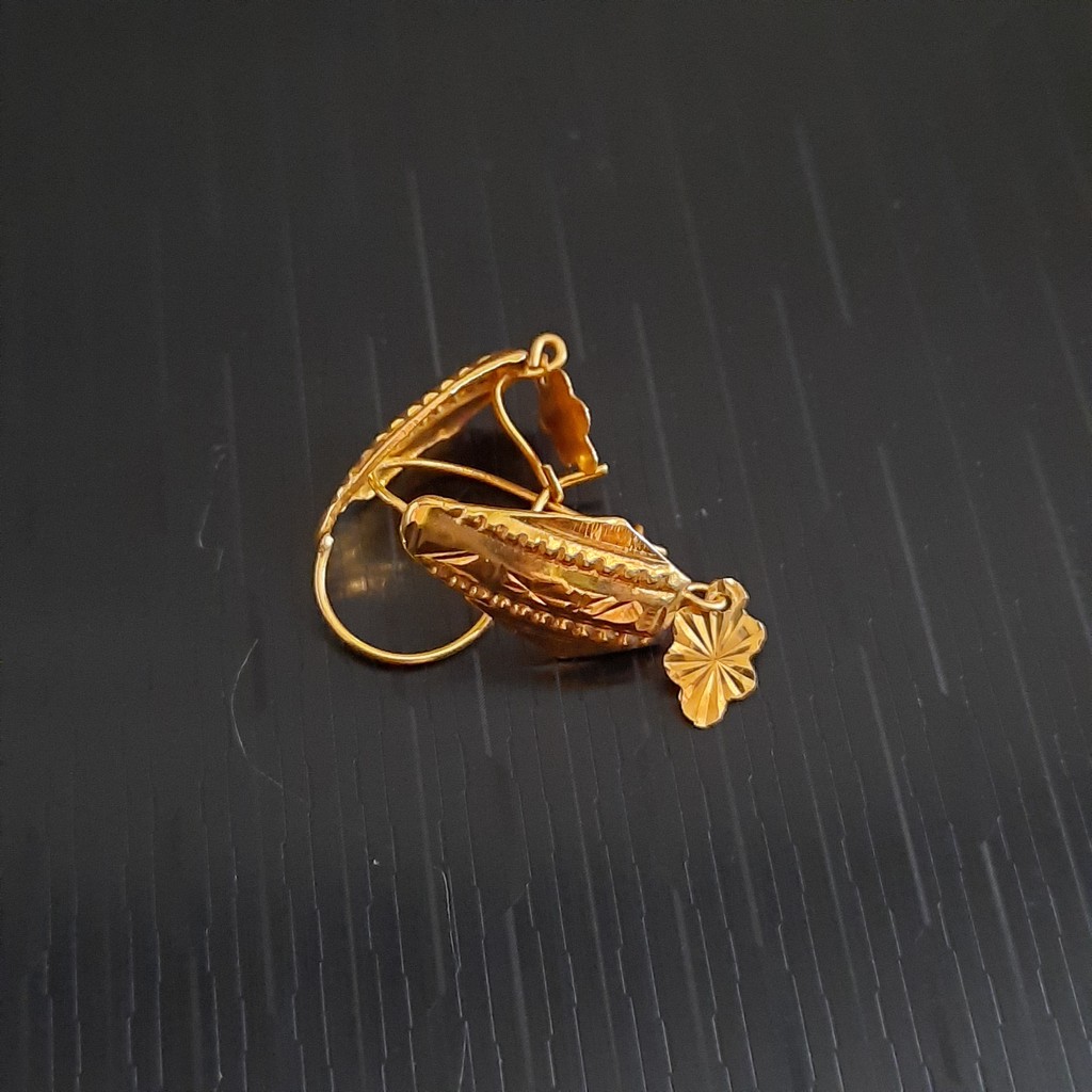 Anting Hooks Daun Bunga Besar Emas 70%