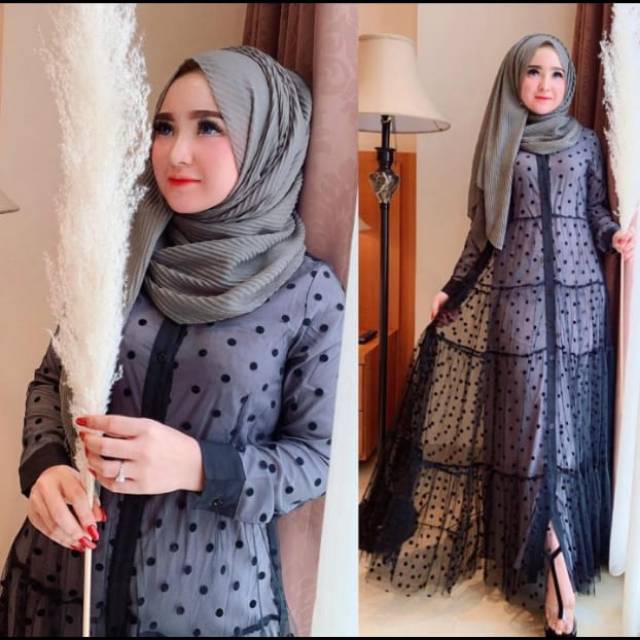 Gamis tutu polkadot abu shella saukia ori