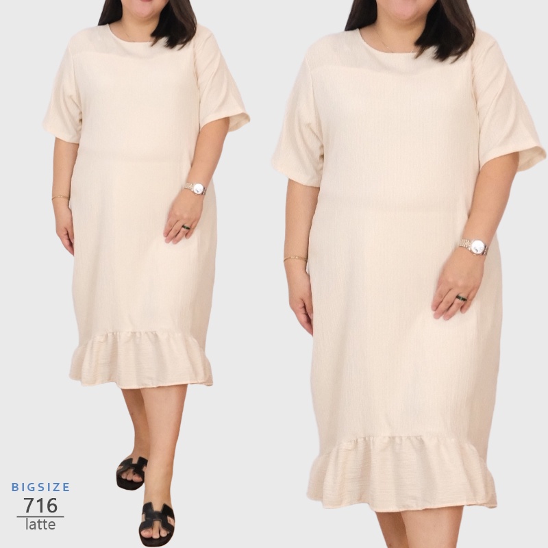 arenabelanja - Midi Dress Polos Wanita Jumbo Premium