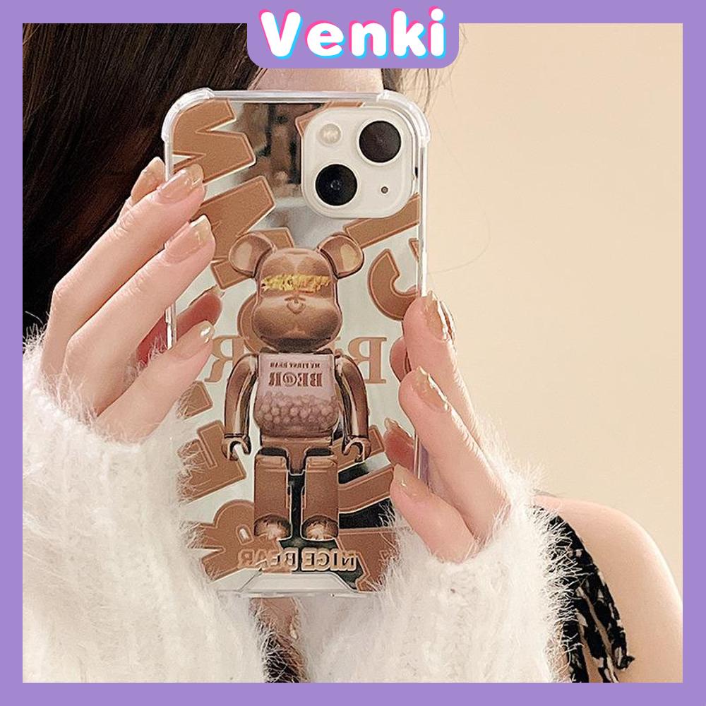 iPhone Case Luxury Acrylic Mirror Airbag Shockproof Protection Camera Brown Bear Compatible For iPhone 11 Pro Max 13 Pro Max 12 Pro Max 7Plus XS Max