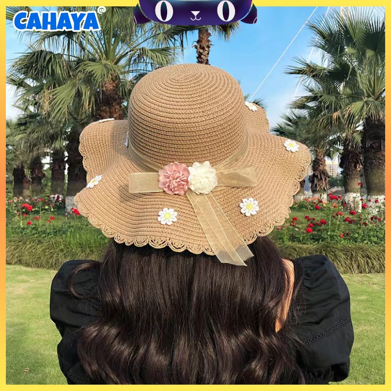 CAHAYA Topi Pantai wanita Bunga pelindung UV -Summerhat Pantai import T57