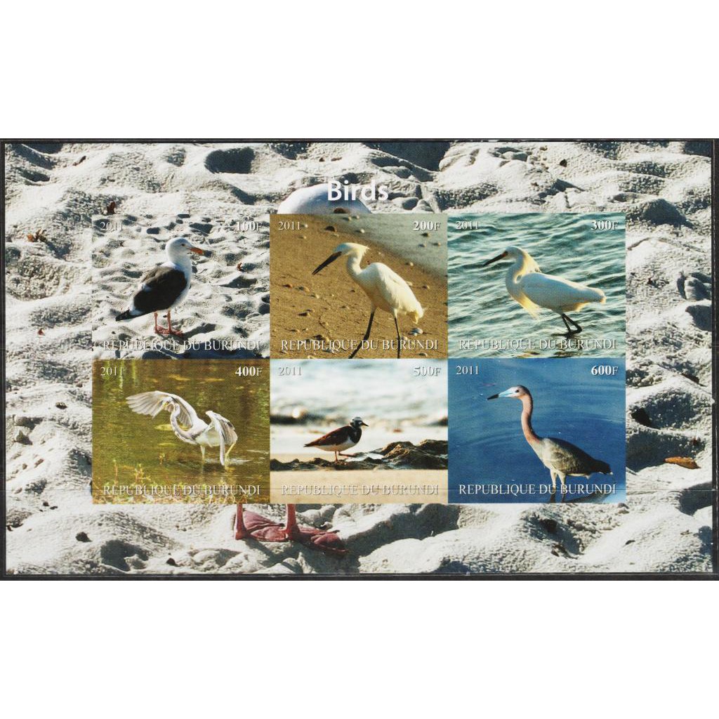 

Perangko Filateli 12112 - Burundi MNH Miniature Sheet Imperf 2011 Birds #1