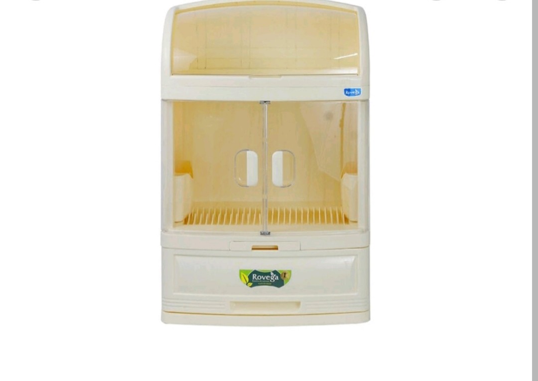 Rovega Pladys Rak Piring Plastik Premium Dcb-2568 Dish Cabinet Dapur Cream Food Grade Kokoh Dcb2588