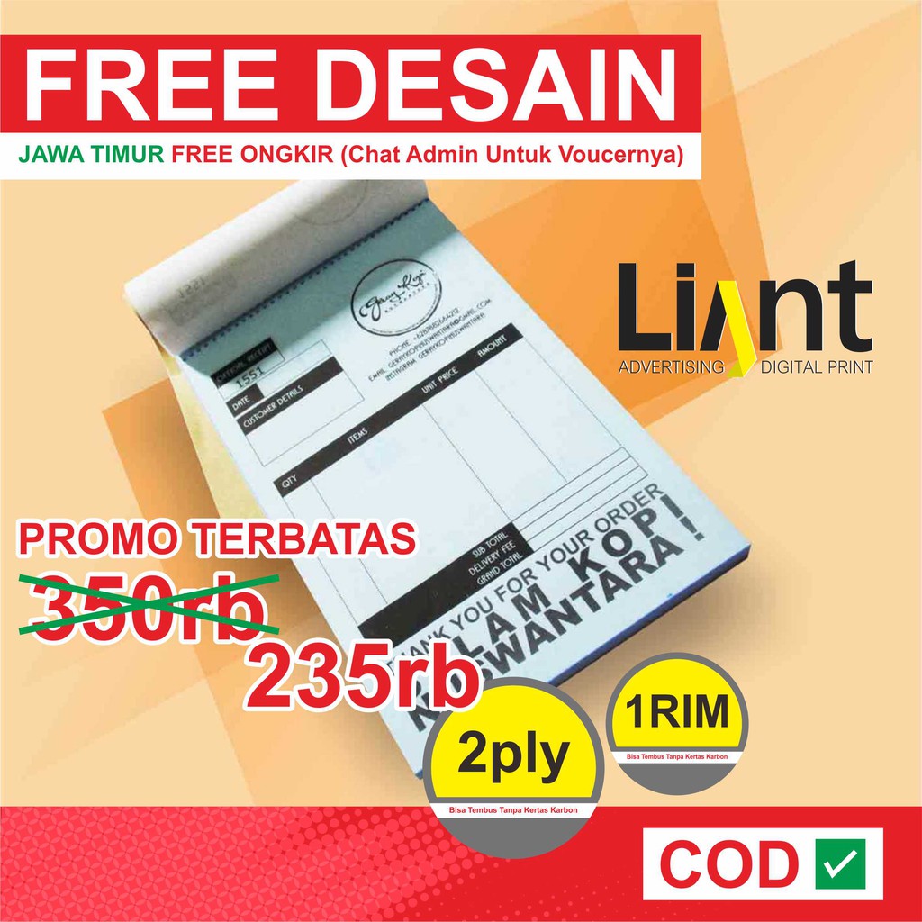 

Buku Nota Olshop 2 Ply NCR / nota kontan 2 rangkap