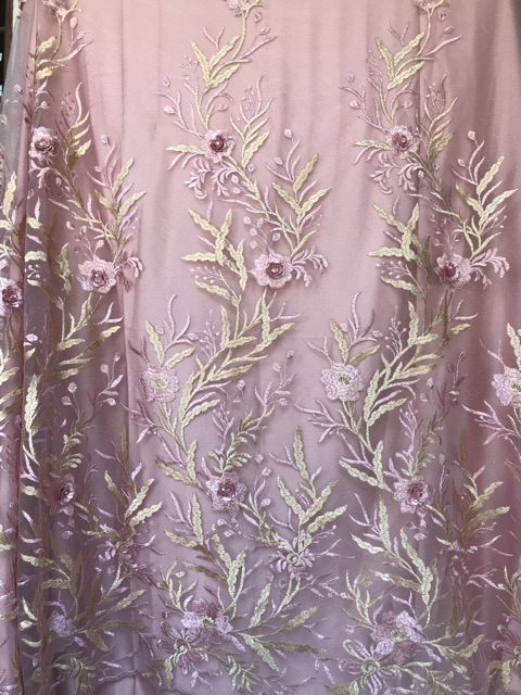 Kain tulle bordir 3d merambat 2warna/2tone