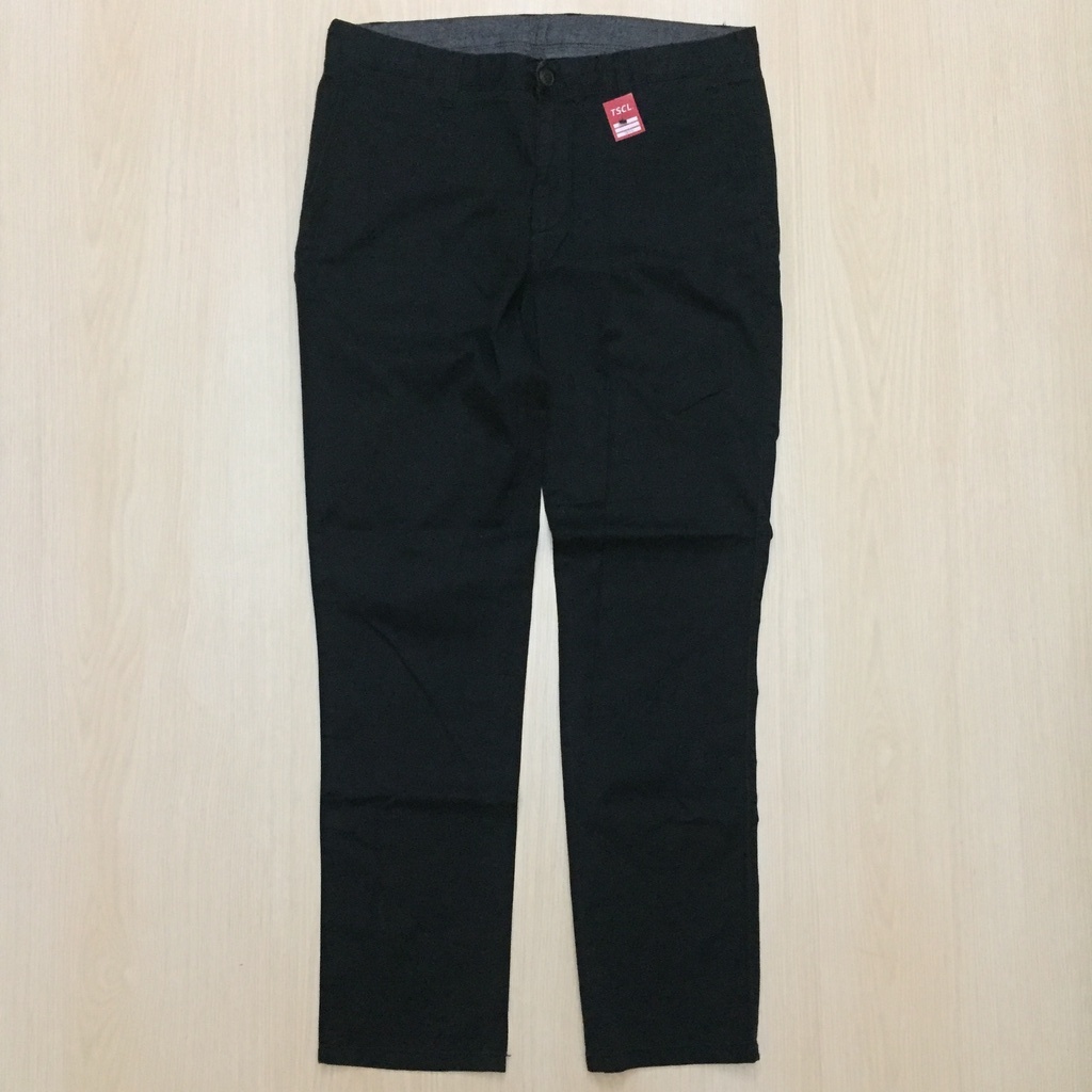 (LP033) giordano celana panjang chino laki laki warna dasar hitam berbahan melar ukuran 32 33 second