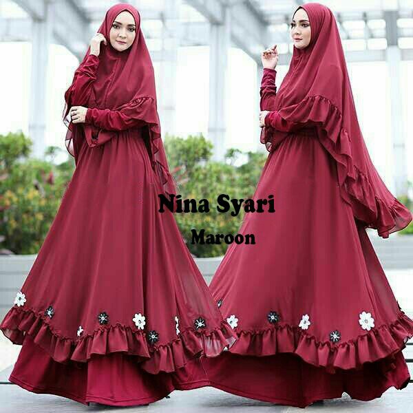 Gamis Nina syari set banyak warna  Shopee Indonesia