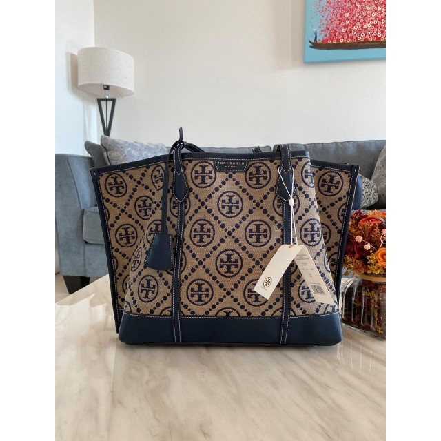 TAS WANITA TB PERRY T MONOGRAM TRIPLE TOTE