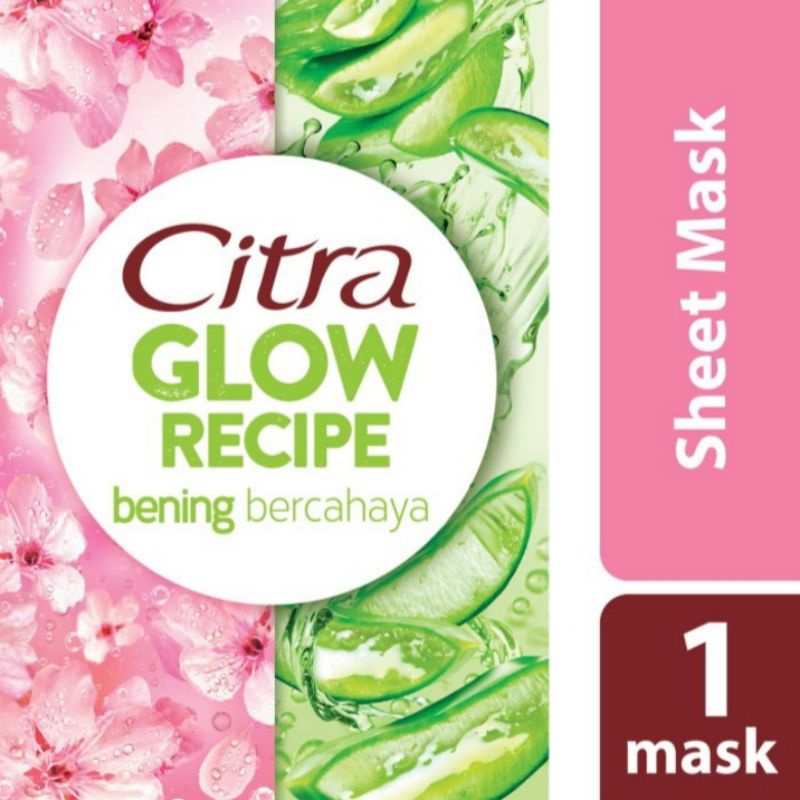 Citra Glow Recipe Juicy Sheet Mask Sakura &amp; Aloe vera 25 Gram Masker bening bercaya