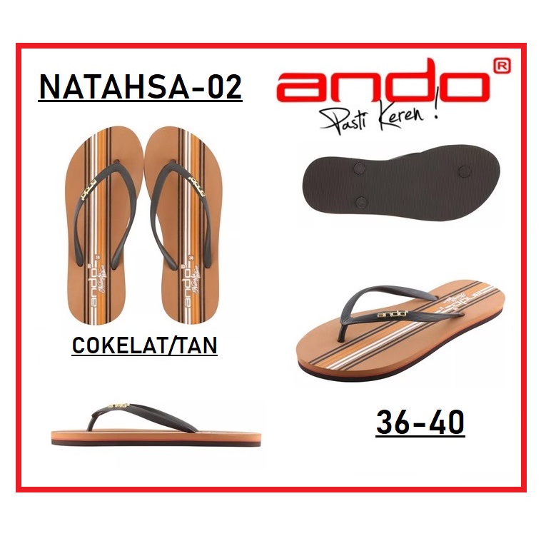 Sandal Wanita Ando Natasha-02 Sandal Jepit Motif Garis Trendy