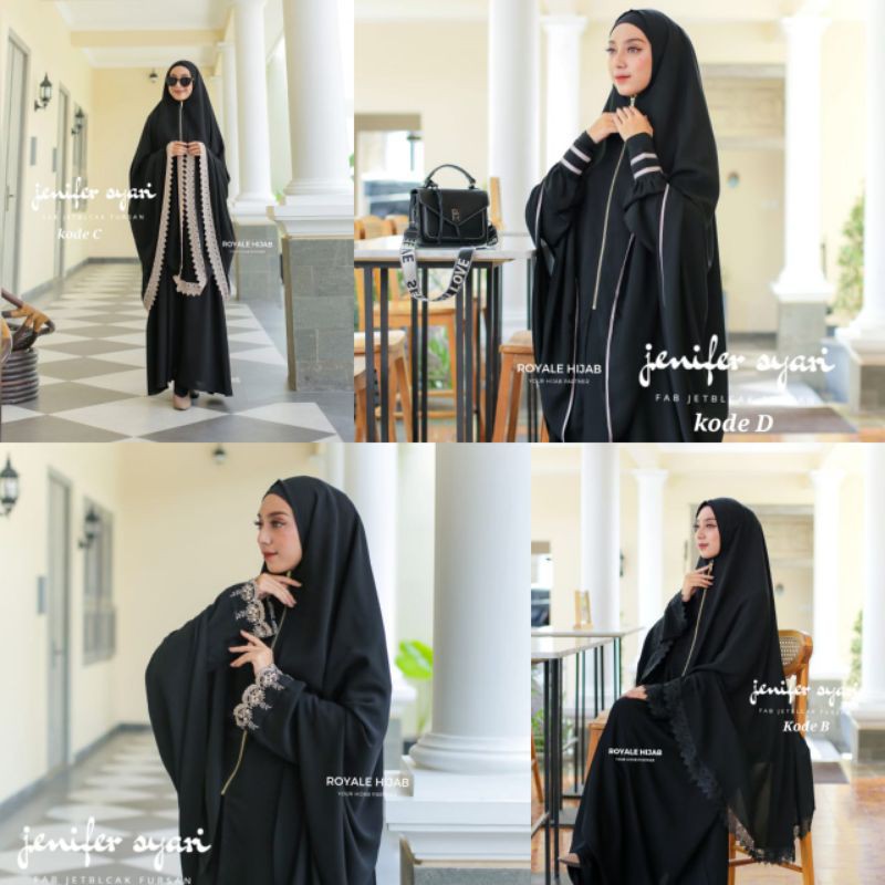 Gamis syari set khimar Bordir seri Jenifer set ori royale hijab