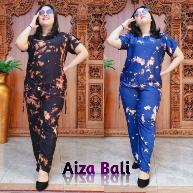 Baju Piyama Panjang Babydoll Jumbo Tie Dye Motif Celup Awan Lengan Pendek XXL Rayon Super Premium Pa