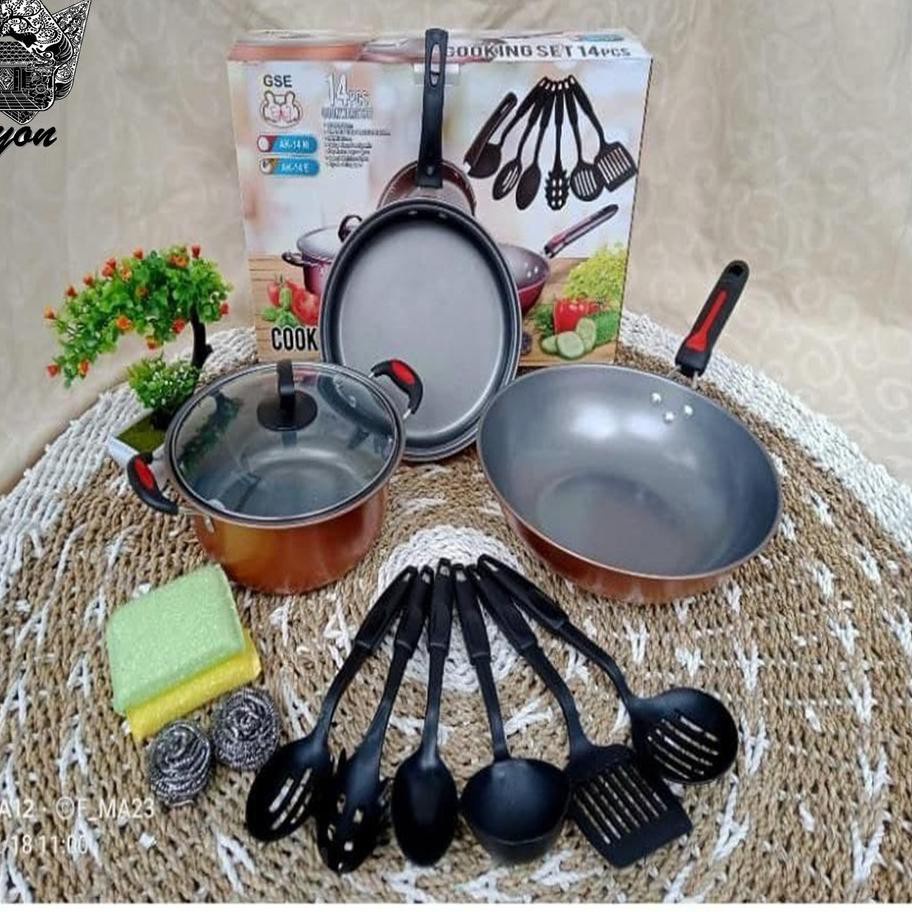 [COD] PANCI WAJAN SET GSE COOKING SET 14 PANCI SET LENGKAP DENGAN SPATULA - PANCI SERBAGUNA