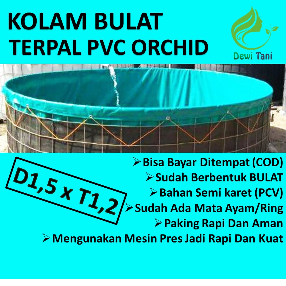 Kolam Terpal Bulat Bioflok Diameter 1,5 m Tinggi 1,2 m, TERPAL SAJA