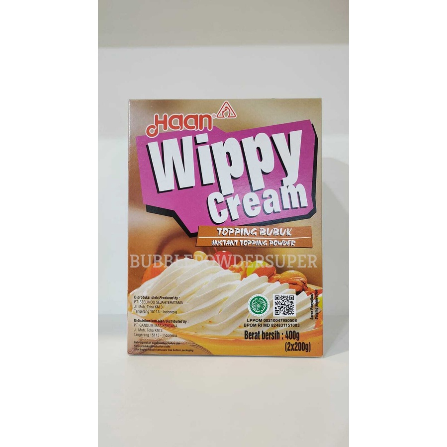 Wippy Cream Powder / Whipping / Whipped cream Bubuk Haan 400 gram (isi 2 x 200gr)