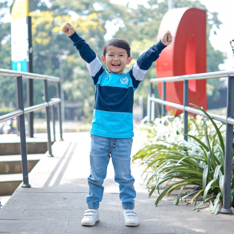 Rickplay Setelan Anak Laki Laki - Baju Panjang Set Celana Joger Jogger Lakilaki Usia 4 6 8 10 Tahun