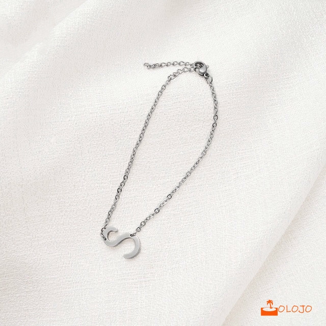 OLOJO  100% Gelang Titanium Gelang Huruf 26 Huruf Untuk Gelang Wanita Bracelet(Silver Color)