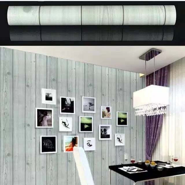 Wallpaper Dinding Motif Kayu Abu Ukuran Panjang 10Meter x Lebar 45Cm