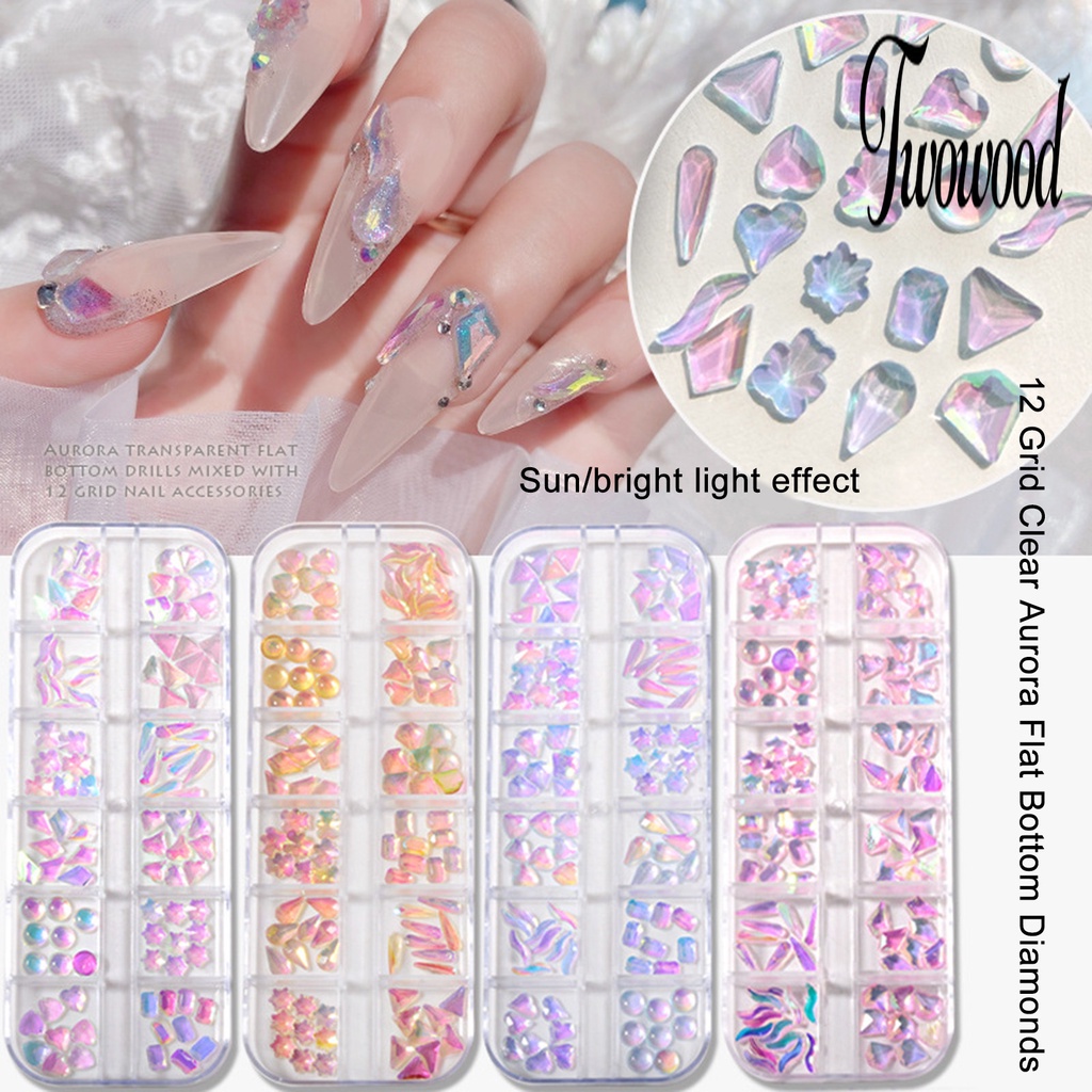 1 Kotak 12 Grids Glitter Bahan Resin Untuk Dekorasi Manicure