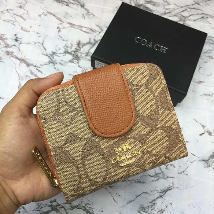 BARANG MURAH DOMPET COACH WALLET MINI SIGNATURE ZIP FREE BOX