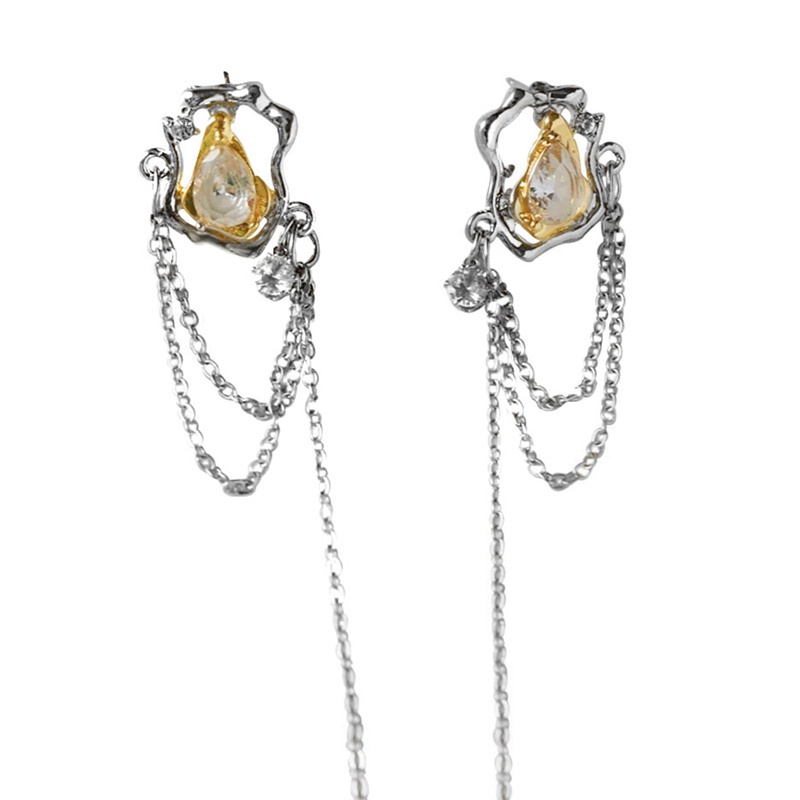 Fancyqube Anting Rantai Rumbai Geometris Zircon Untuk Pesta Ulang Tahun Wanita